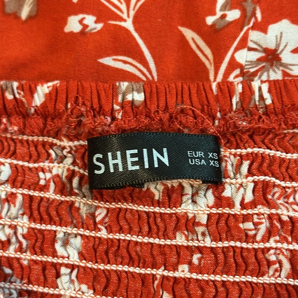 SHEIN red floral off shoulder maxi dress - Picture 3 of 6